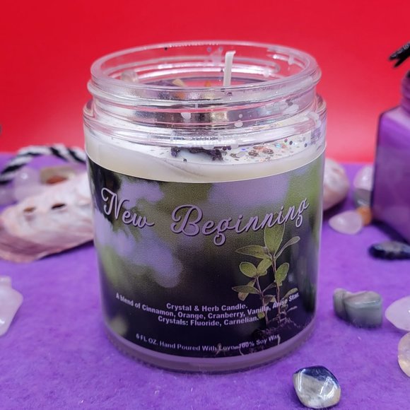 New Beginning Crystal Infused Candle - Picture 1 of 4